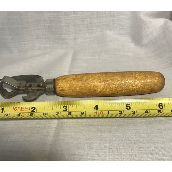 Vintage Wooden Handle Can Opener With Metal Blade & Bottle Opener 5 " - Picture 7 of 7